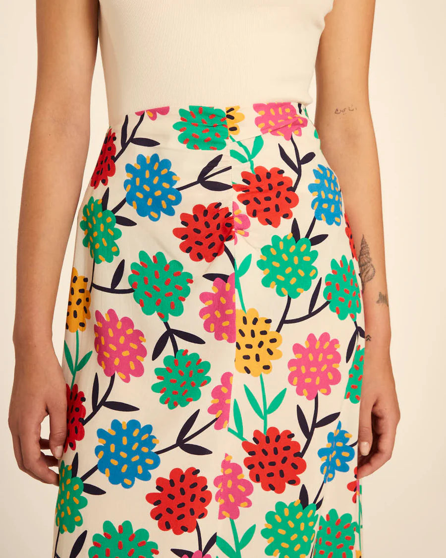 Gonna midi con stampa floreale