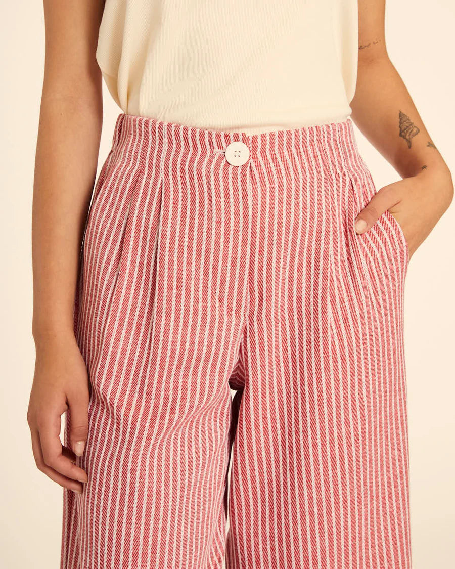 Pantalone culotte a righe rosse
