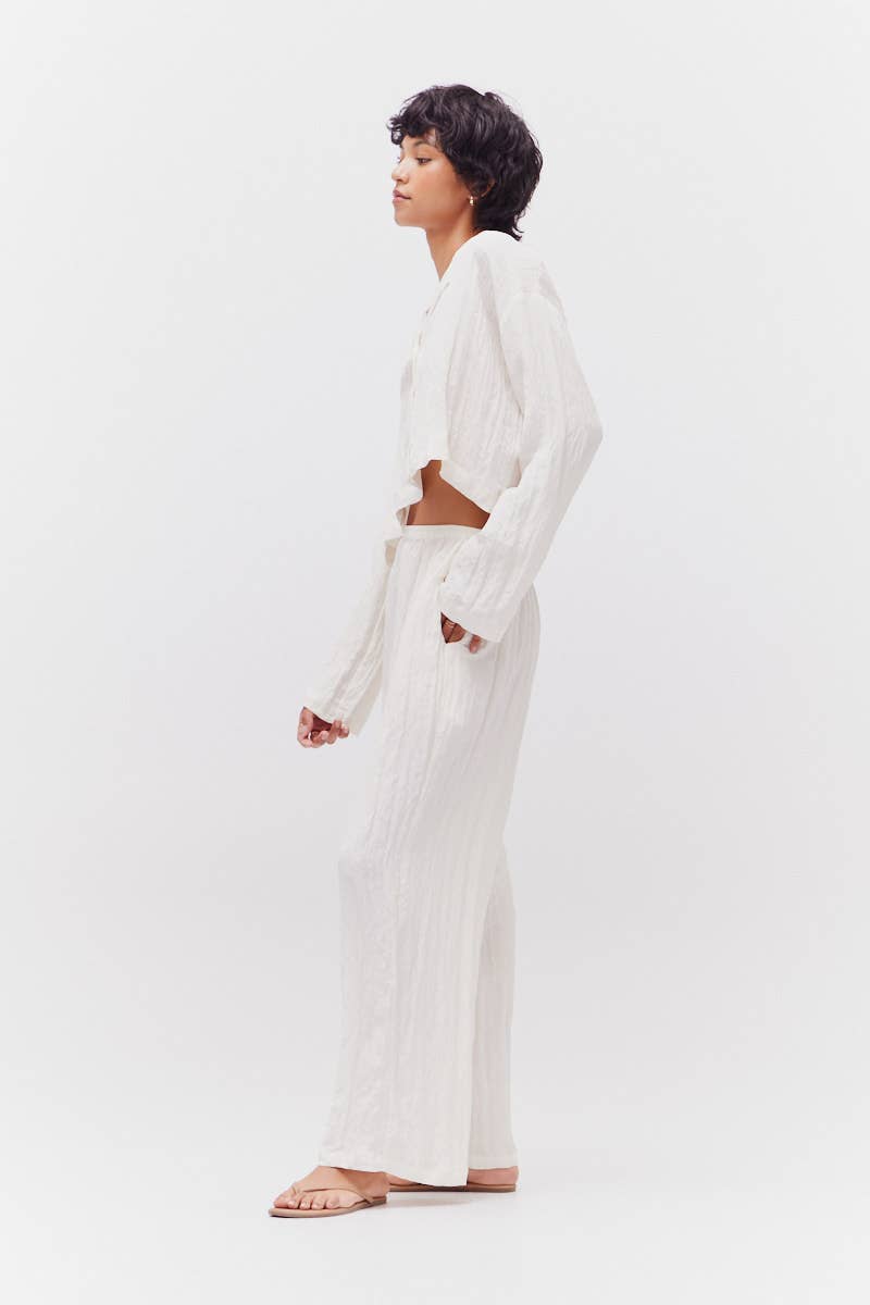 Pantaloni in tessuto stropicciato