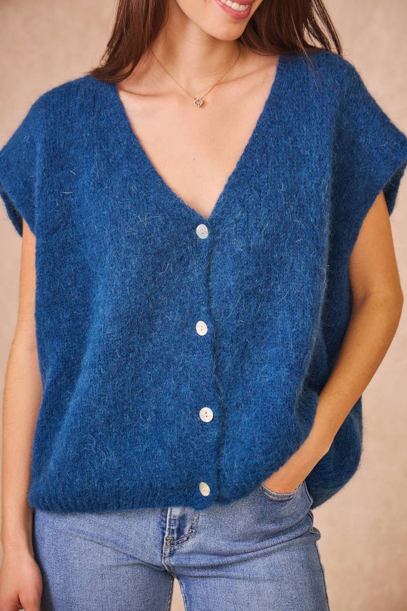 Cardigan Senza Maniche in Kid Mohair