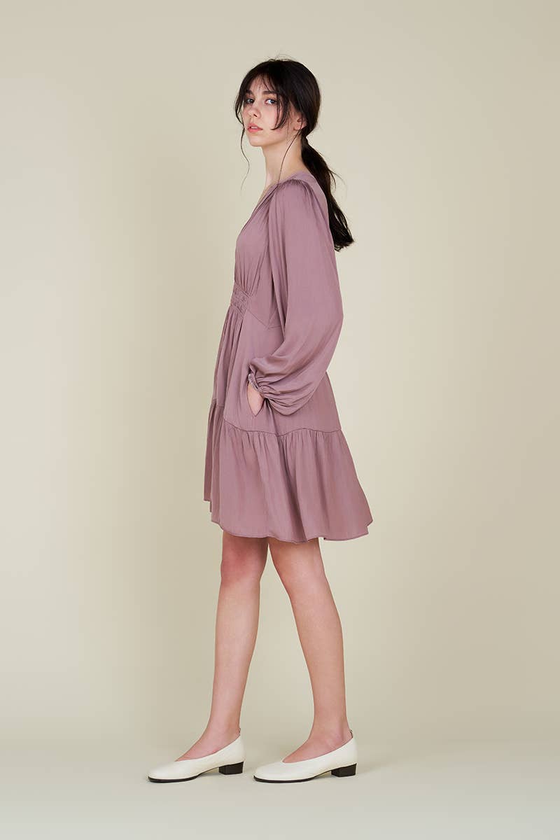 60909PP-2 - MINI ABITO IN SATIN A MANICA LUNGA: SMERALDO PROFONDO / Contemporaneo / GRANDE