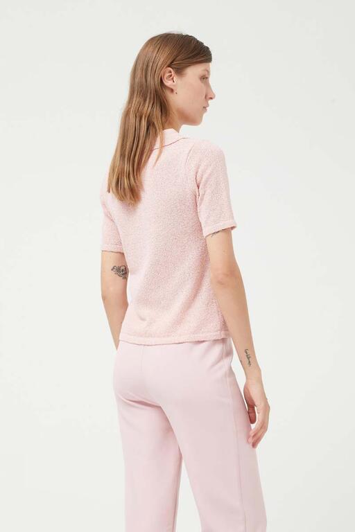 Maglia polo in filato rosa chiaro