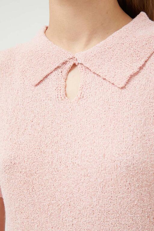 Maglia polo in filato rosa chiaro