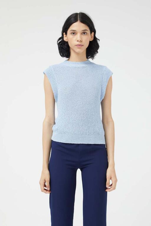 Top in filato light blue