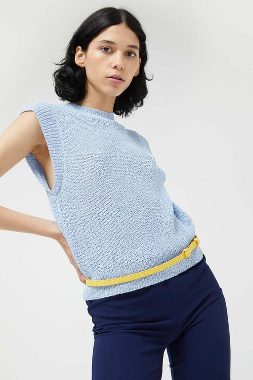 Top in filato light blue