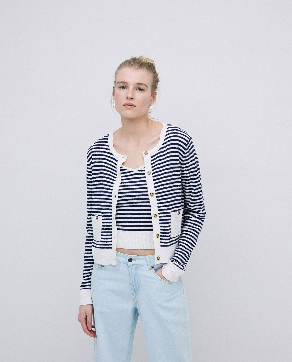 Cardigan a righe in spugna