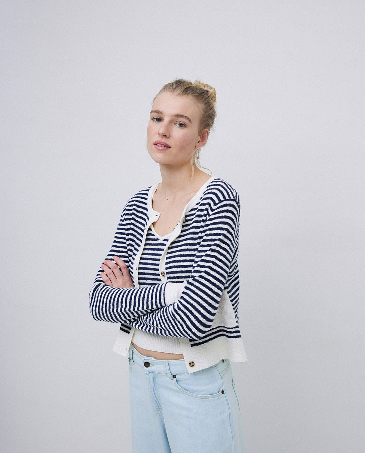 Cardigan a righe in spugna