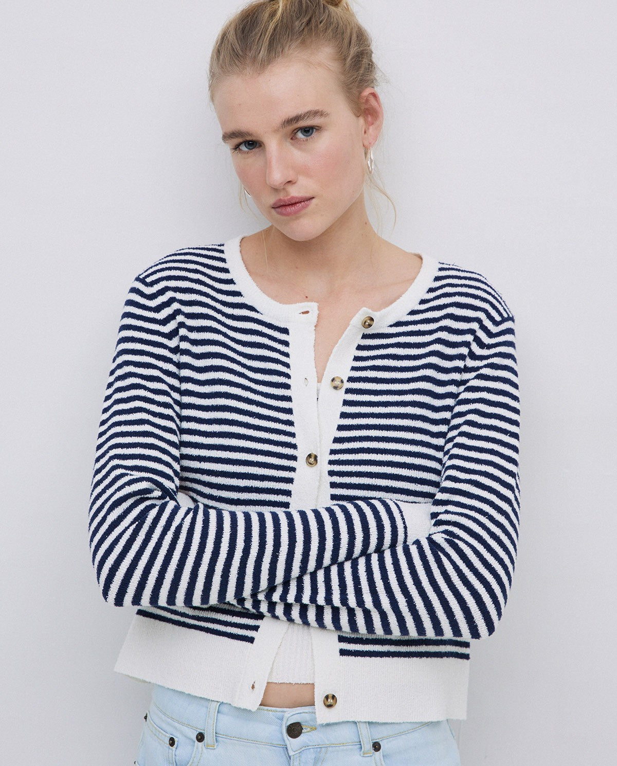 Cardigan a righe in spugna