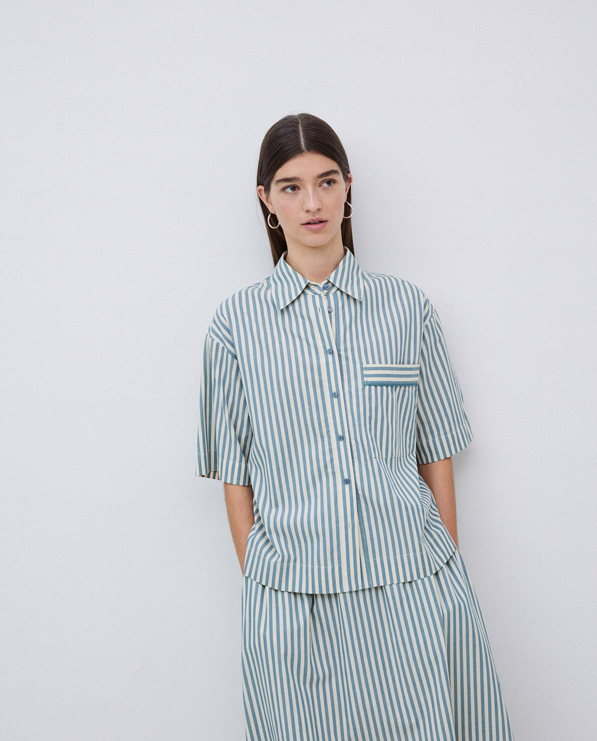 Camicia a striscie in popelin