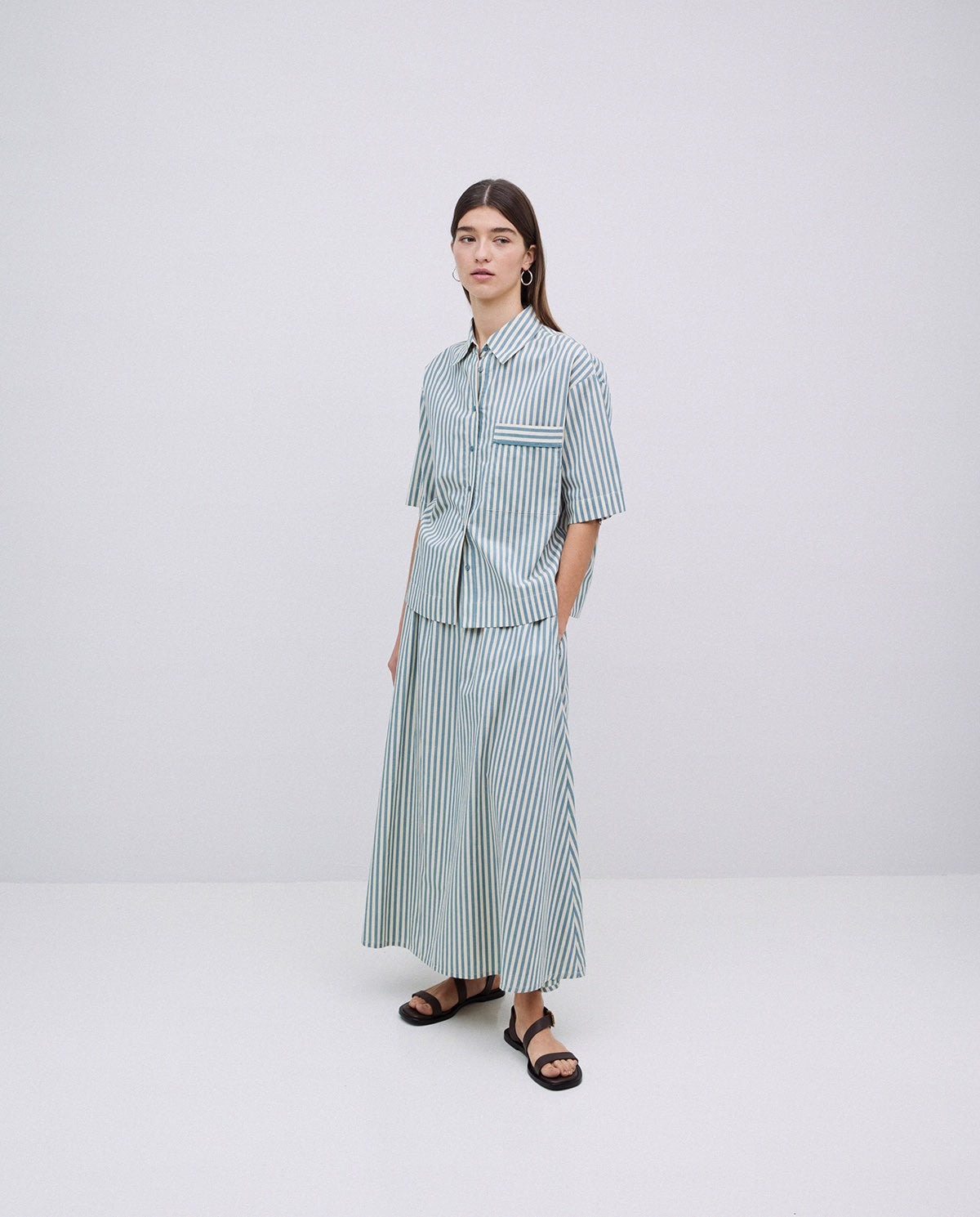 Camicia a striscie in popelin