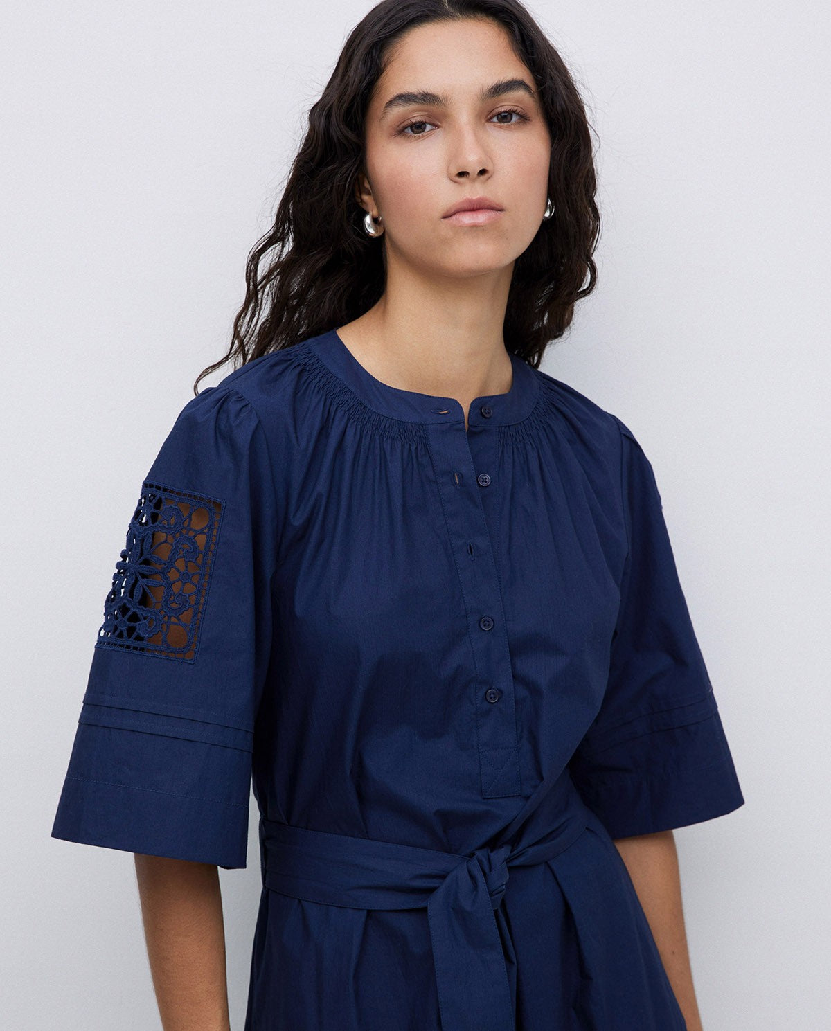 Dress in popeline dark blue