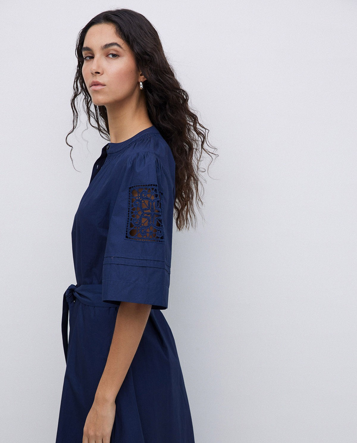 Dress in popeline dark blue