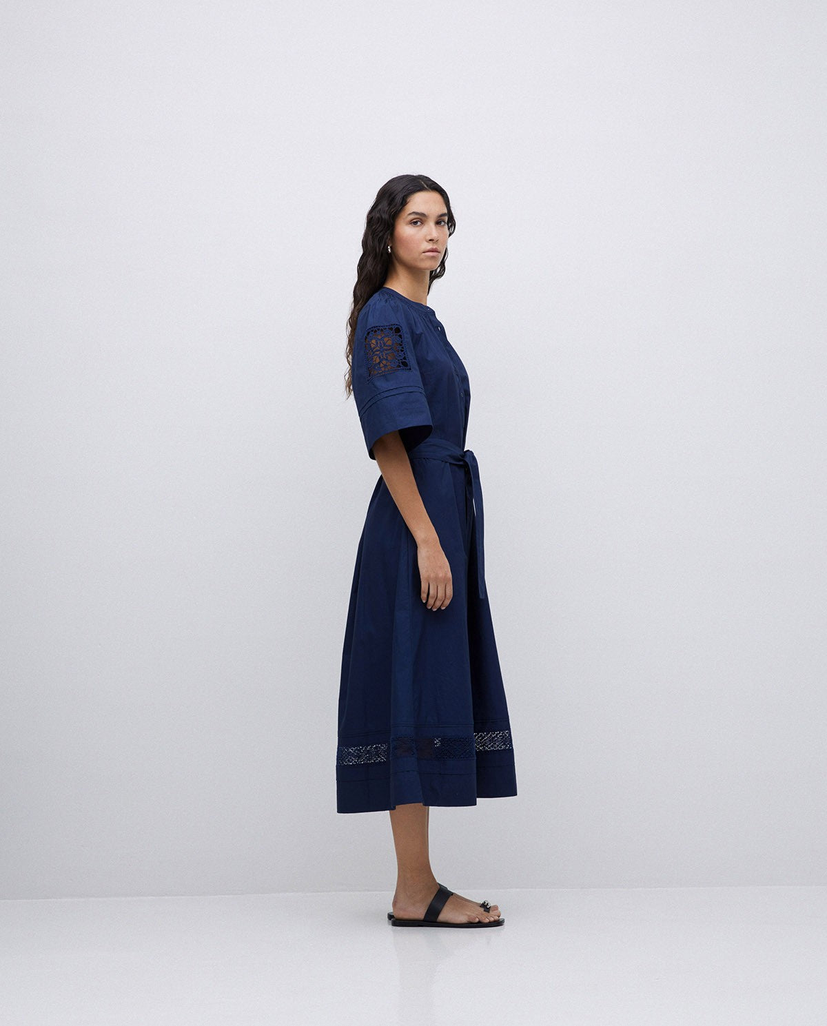 Dress in popeline dark blue