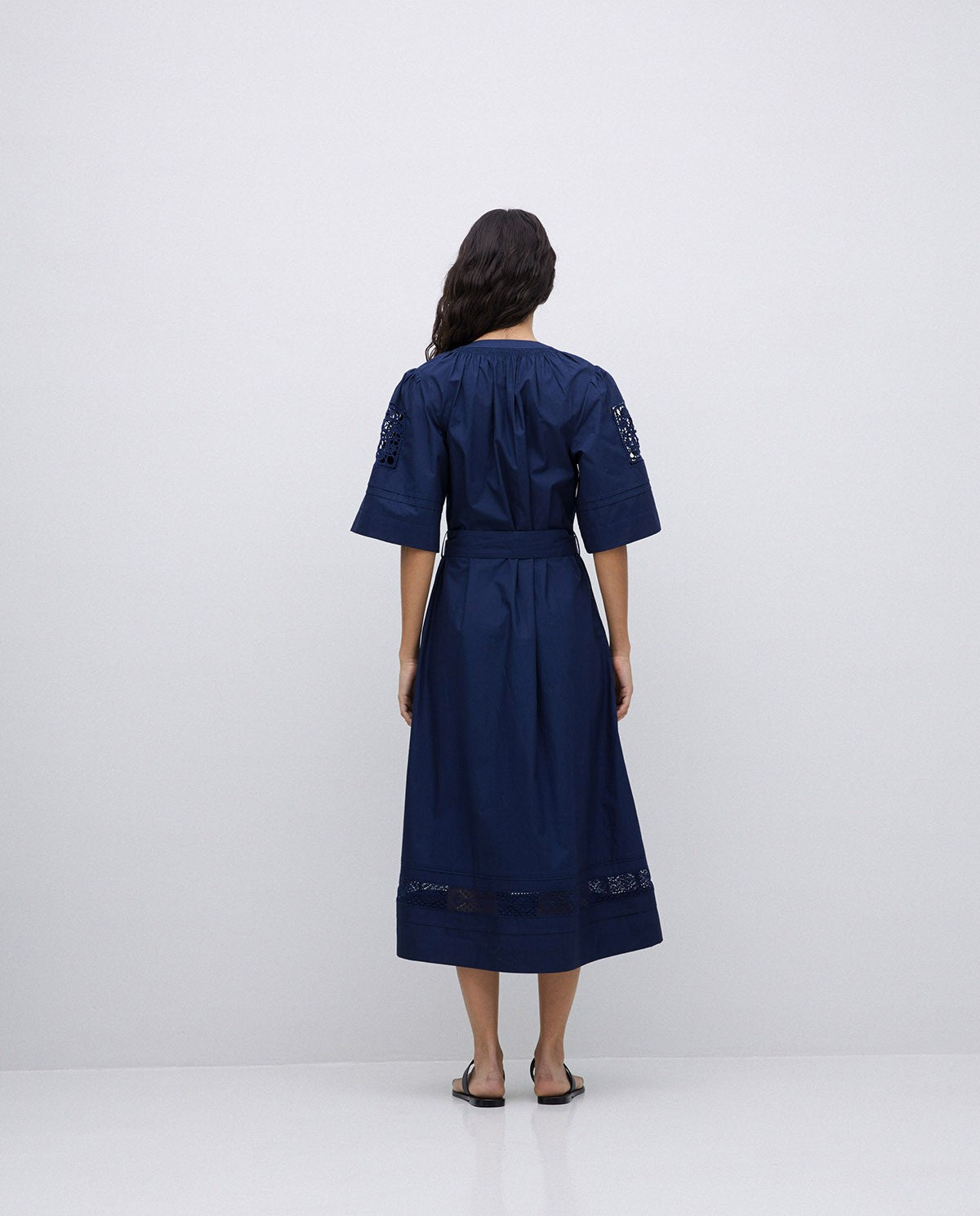 Dress in popeline dark blue