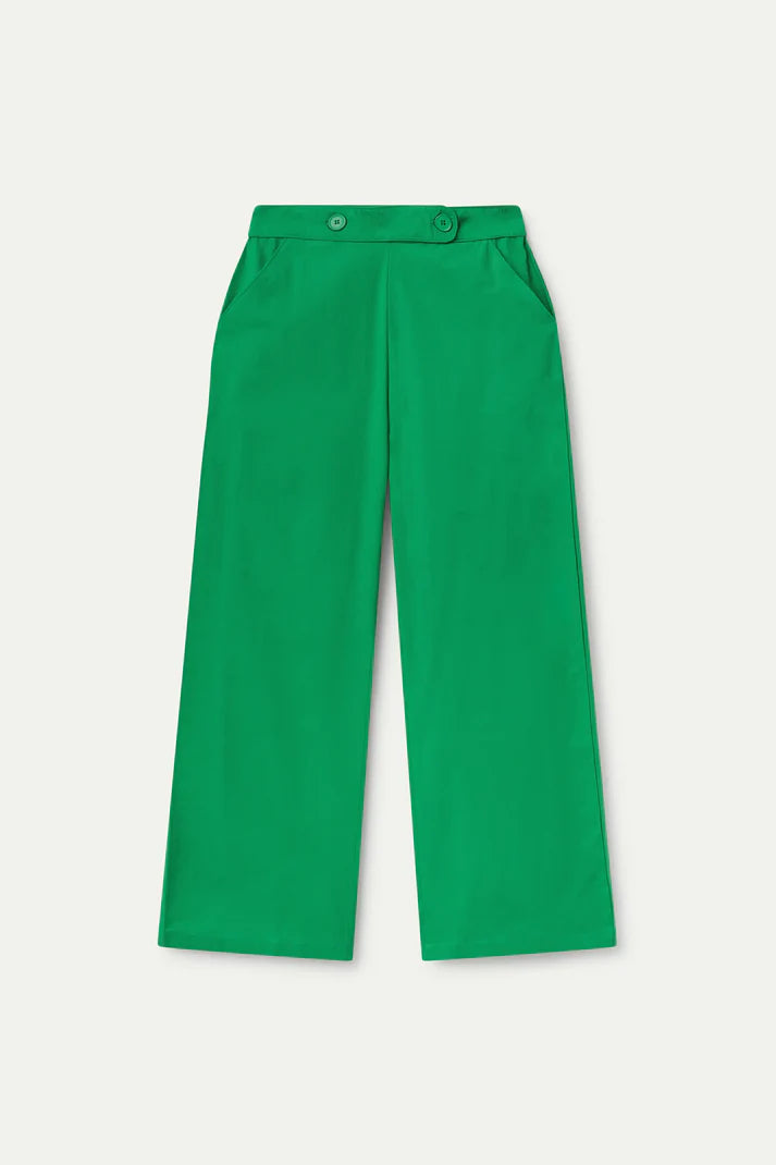 Pantaloni dritti verdi abbottonati