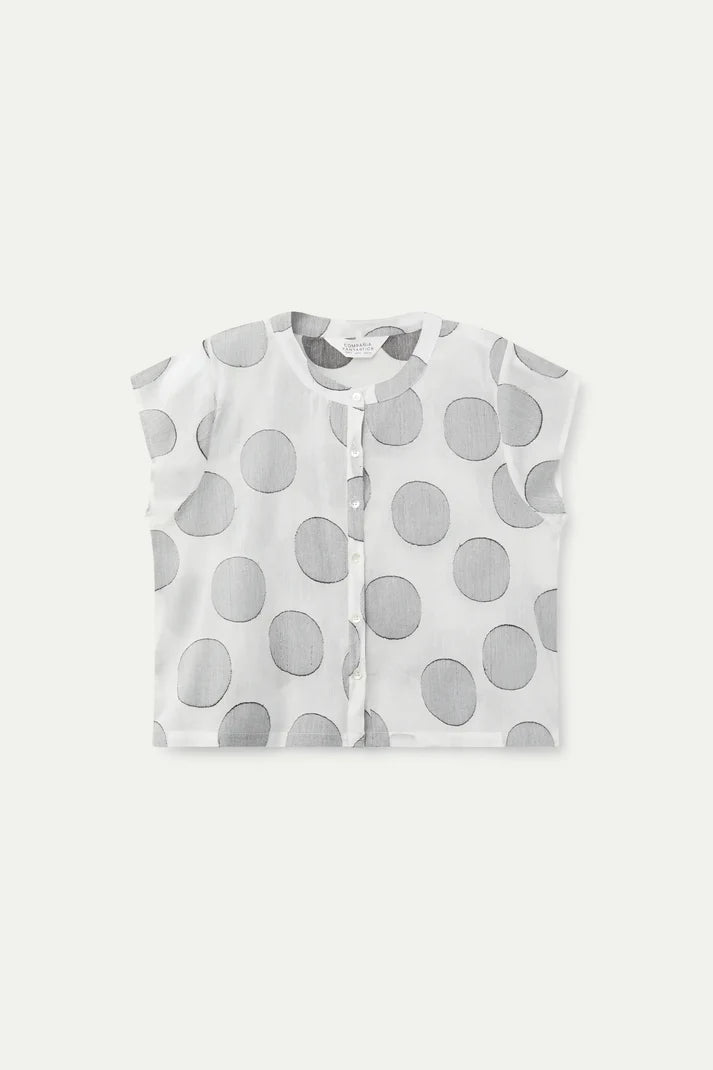 Top jacquard con stampa a cerchi bianchi