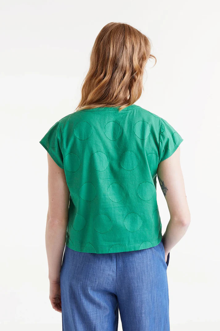 Top jacquard con stampa a cerchio verde