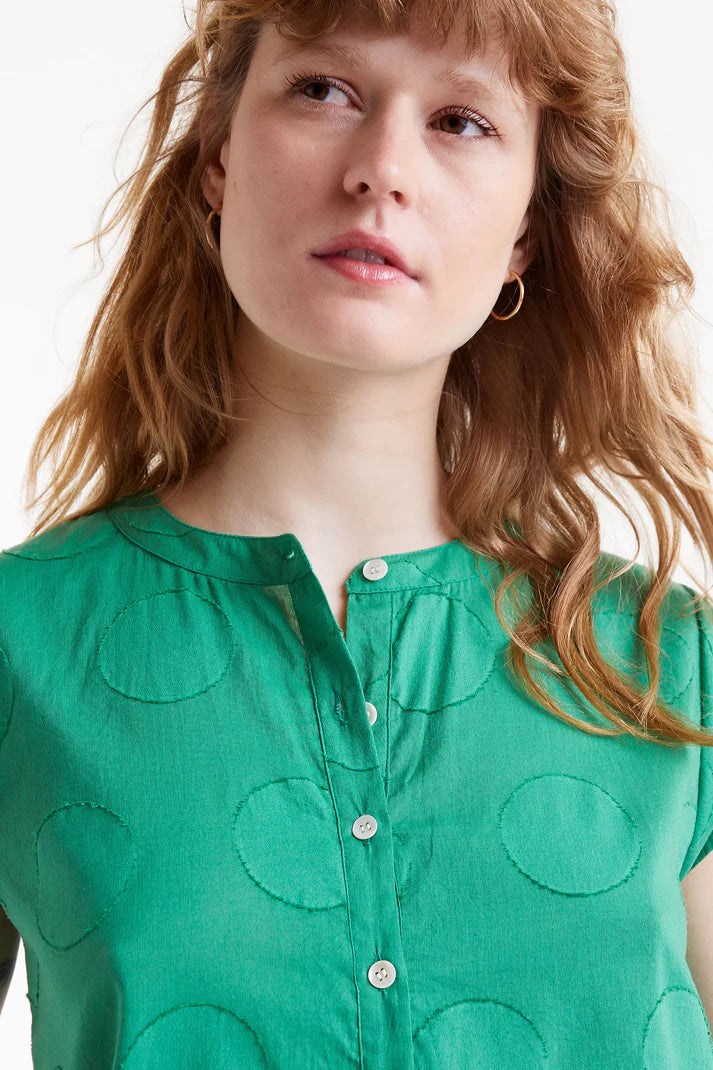 Top jacquard con stampa a cerchio verde