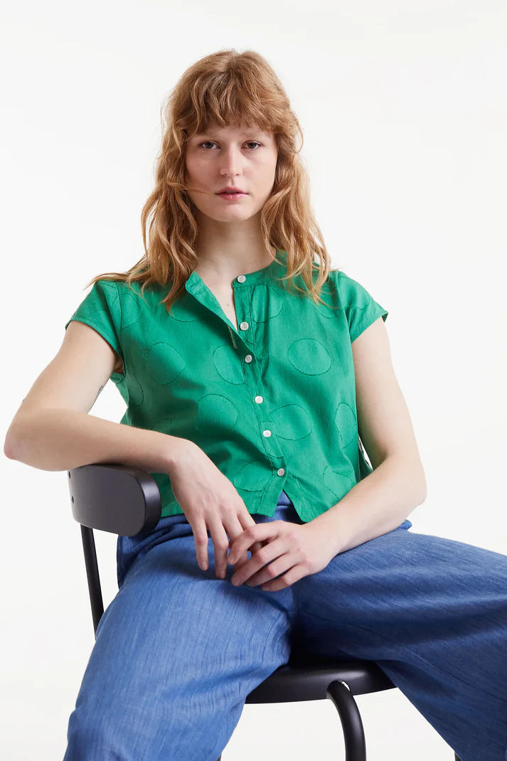 Top jacquard con stampa a cerchio verde