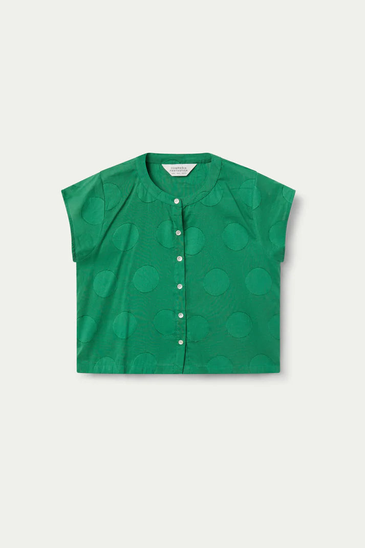 Top jacquard con stampa a cerchio verde
