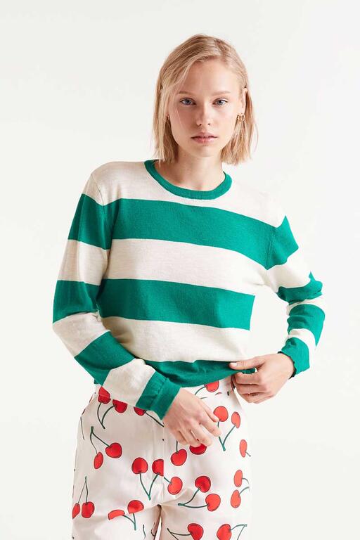 Maglia fine a righe verdi