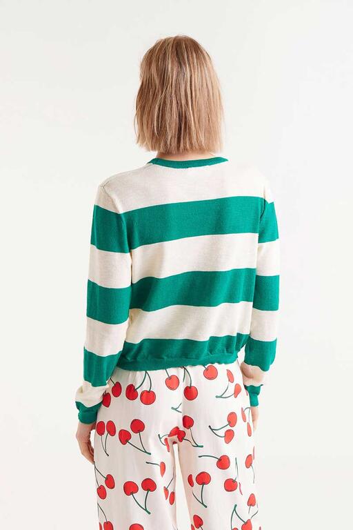 Maglia fine a righe verdi
