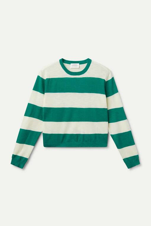 Maglia fine a righe verdi