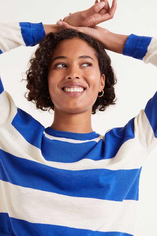 Maglia fine a righe blu