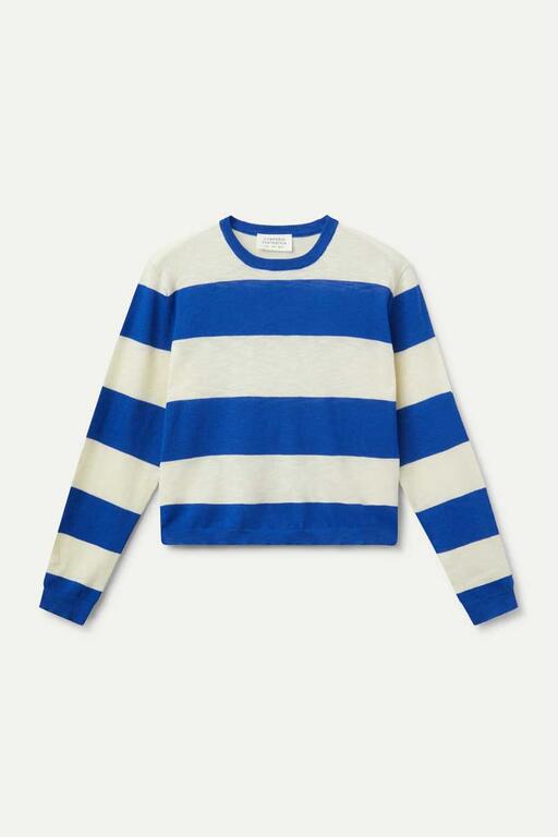 Maglia fine a righe blu
