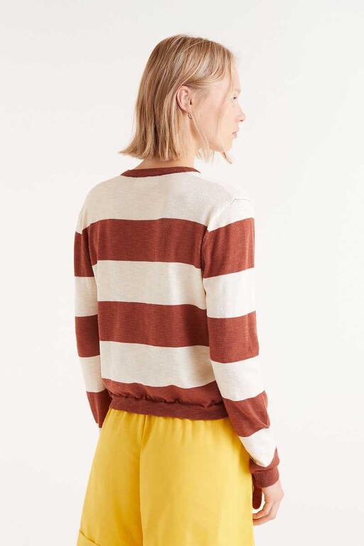 Maglia fine a righe marrone