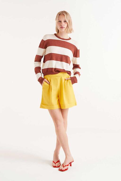 Maglia fine a righe marrone