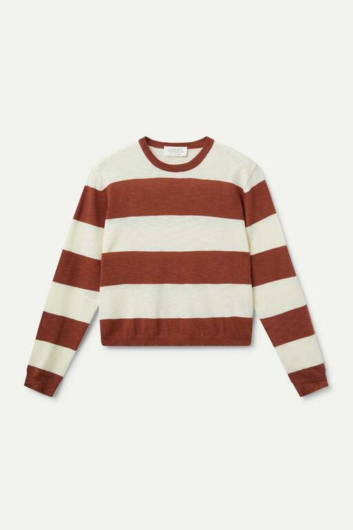 Maglia fine a righe marrone