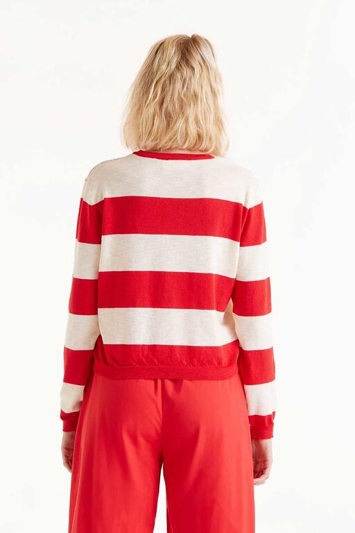 Maglia fine a righe rosse
