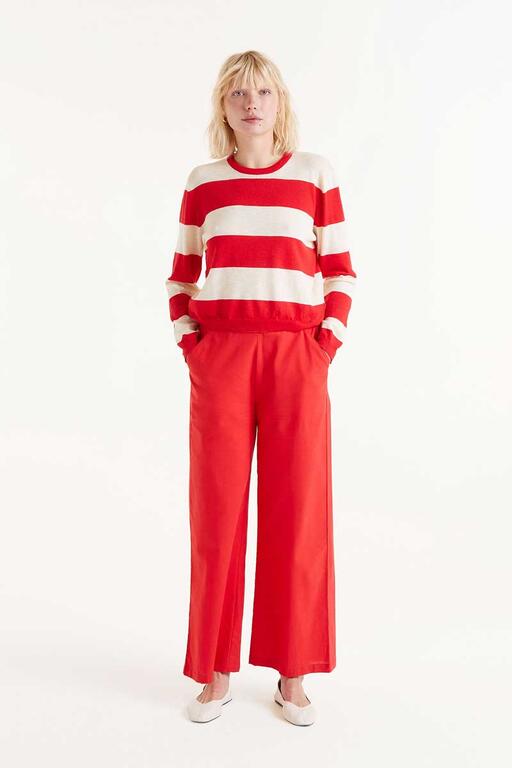 Maglia fine a righe rosse