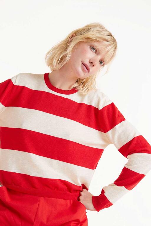 Maglia fine a righe rosse