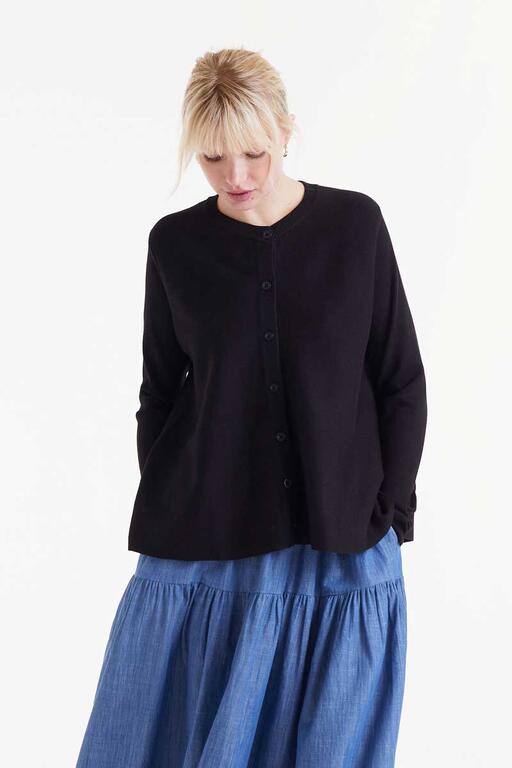 Cardigan in maglia fluida nera