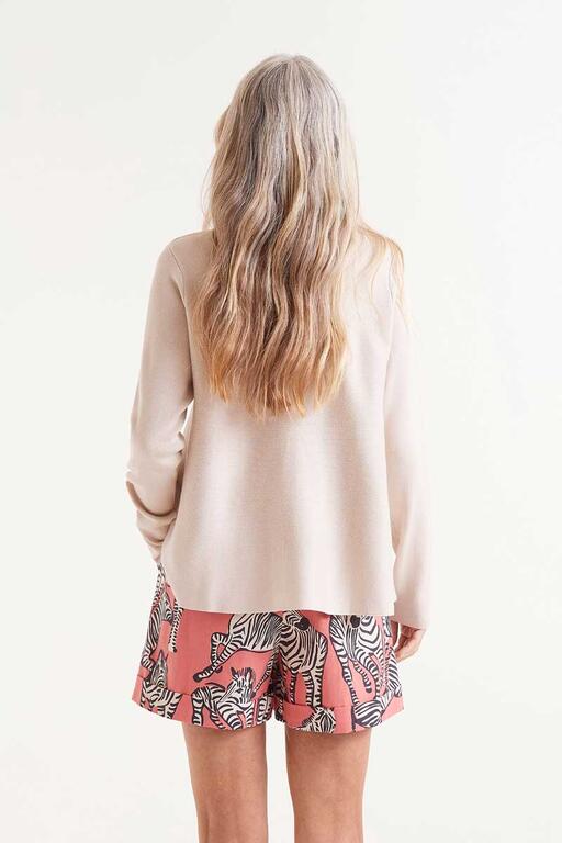 Cardigan in maglia fluida beige