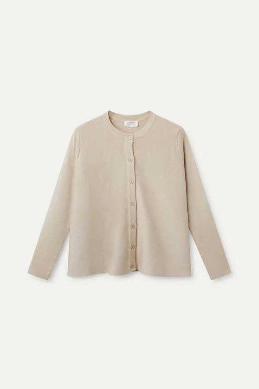 Cardigan in maglia fluida beige