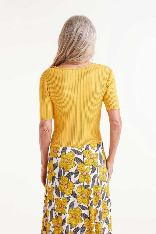 Top a coste con perline giallo
