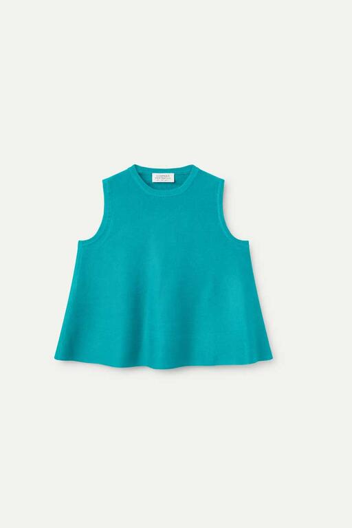 Top svasato in maglia verde