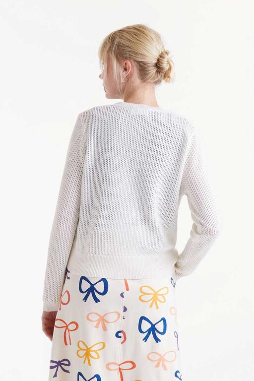 Cardigan bianco in maglia aperta