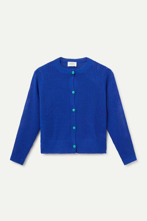 Cardigan blu in maglia aperta