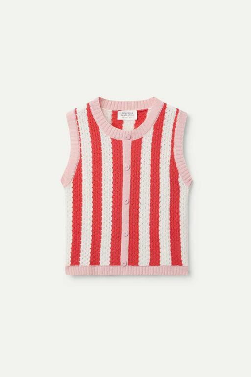 Top in maglia senza maniche a righe rosse