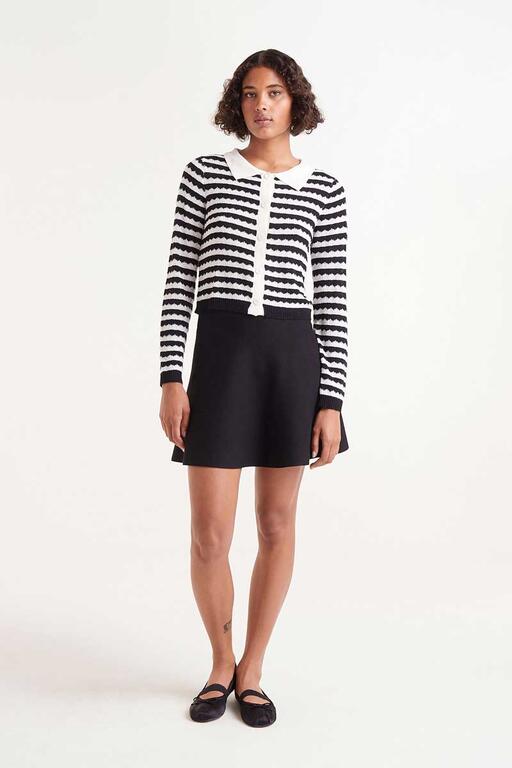 Cardigan a collo alto a righe nere