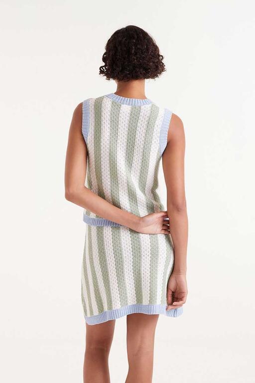 Top in maglia senza maniche a righe verdi