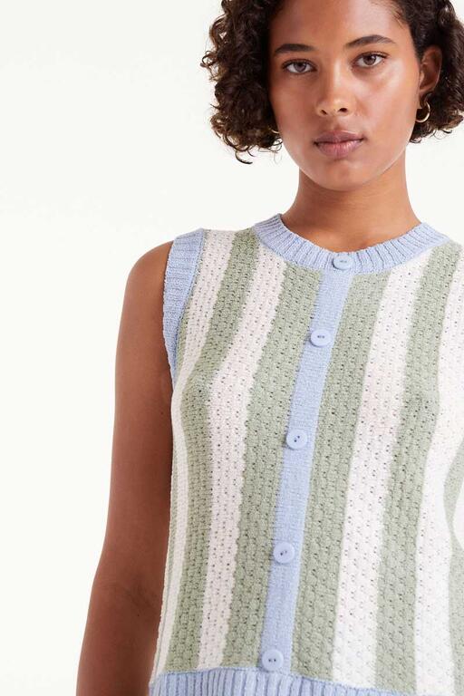 Top in maglia senza maniche a righe verdi