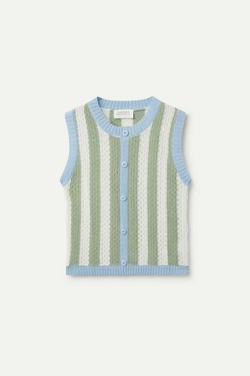 Top in maglia senza maniche a righe verdi