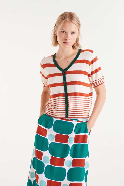 Maglia a maniche corte a righe arancioni