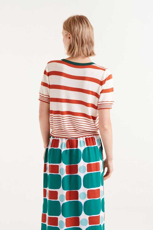 Maglia a maniche corte a righe arancioni