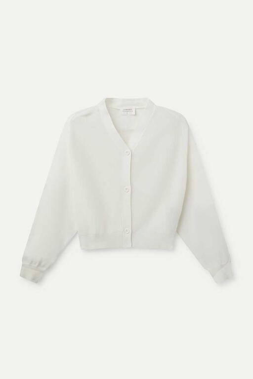 Cardigan bianco in maglia fine